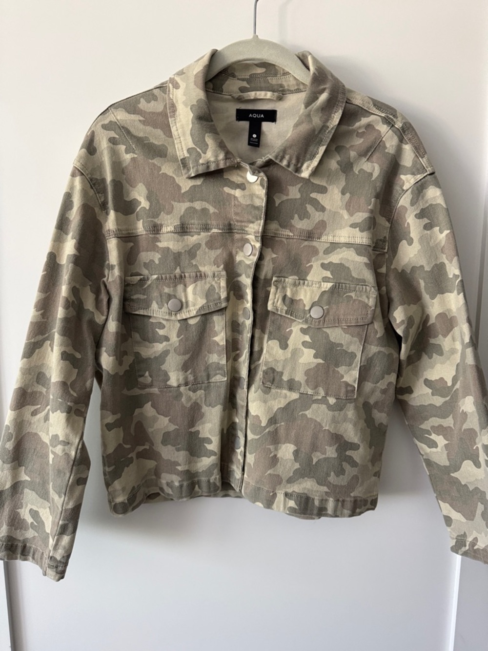 Aqua Beige & Olive Camo Jean Jacket